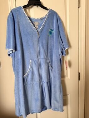 Blue Terry Zip-Front Women’s One-Piece NWT